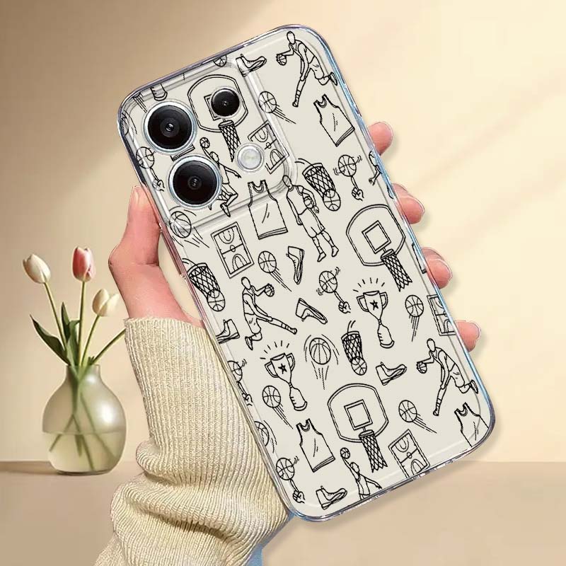 Xiaomi Poco X6 - 농구 요소 일러스트레이션 전화 케이스 Xiaomi