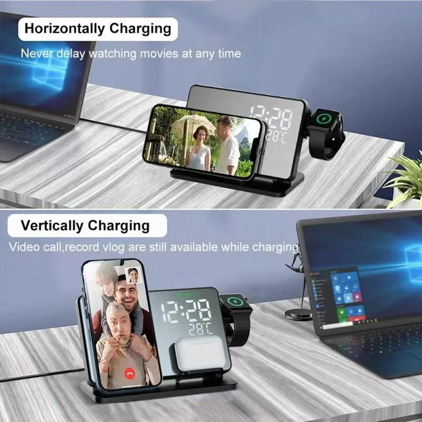 무선 충전기 알람 시계 스탠드 고속 4 in 1 충전  - Smartwatch Ac 리뷰 및 가격