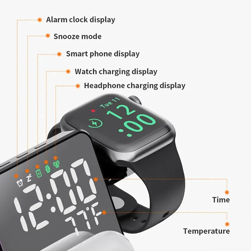 무선 충전기 알람 시계 스탠드 고속 4 in 1 충전  - Smartwatch Ac 리뷰 및 가격