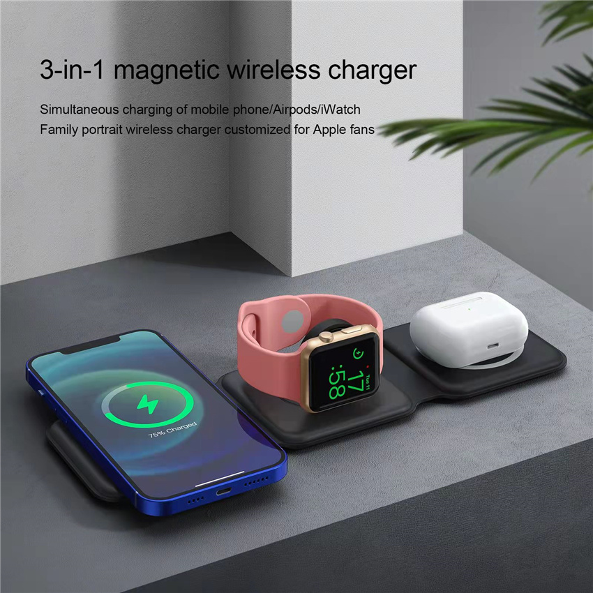 새로운 3in1 접이식 무선 충전 패드 스탠드 마그네틱 - Smartwatch X12 리뷰 및 가격